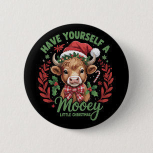 Macaron Rond 5 Cm Ayez un joyeux petit Noël Vache des Highlands