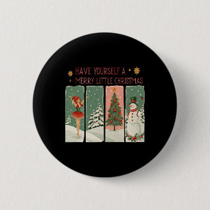 Macaron Rond 5 Cm Ayez Un Joyeux Petit Scène De Neige De Noël