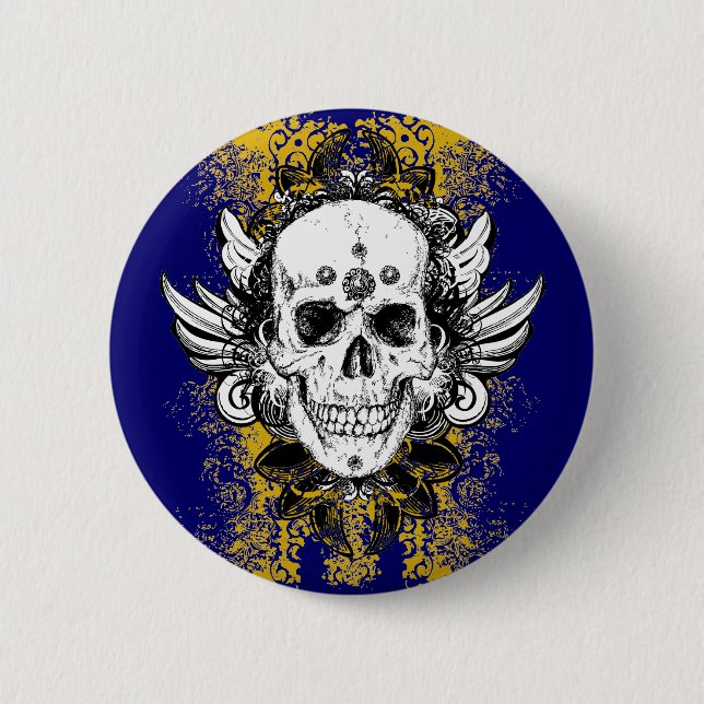 Macaron Rond 5 Cm Aztec-Skull (Devant)