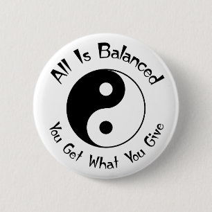Macaron Rond 5 Cm B et bouton de Yin Yang d'équilibre de W