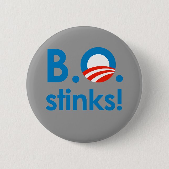 Macaron Rond 5 Cm B.O. Stinks / Anti-Obama (Devant)