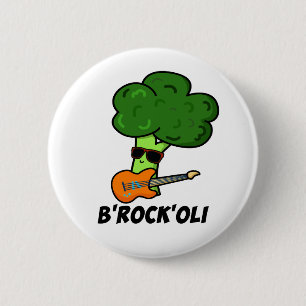 Macaron Rond 5 Cm B-Rock-Oli Funny Rocker Broccoli Pun 