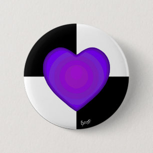 Macaron Rond 5 Cm B&W Purple Hearts Beating