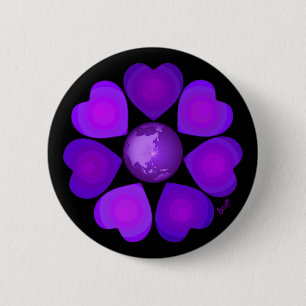 Macaron Rond 5 Cm B&W Purple Hearts Beating