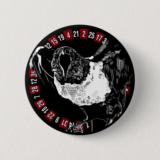 Macaron Rond 5 Cm B&W Raven (Devant)