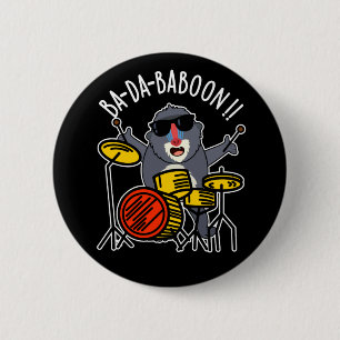 Macaron Rond 5 Cm Ba-da-ba-boon Funny Baboon Pun Dark BG