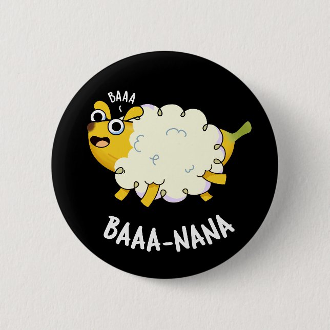 Macaron Rond 5 Cm Baa-nana Funny Banana Pun Dark BG (Devant)