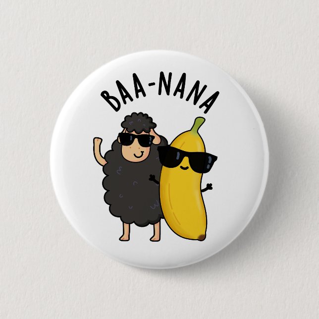 Macaron Rond 5 Cm Baa-nana Funny Banana Puns (Devant)