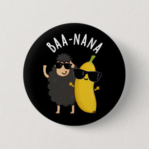 Macaron Rond 5 Cm Baa-nana Funny Banana Puns Dark BG
