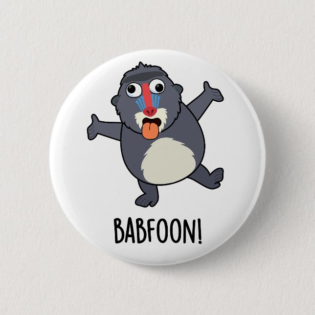 Macaron Rond 5 Cm Bab-foon Funny Baffoon Baboon Pun (Devant)