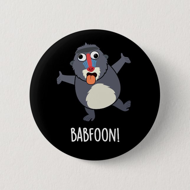 Macaron Rond 5 Cm Bab-foon Funny Buffon Baboon Pun Dark BG (Devant)