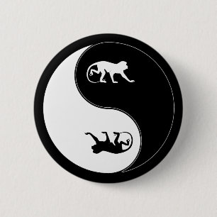 Macaron Rond 5 Cm Babouin de Yin Yang