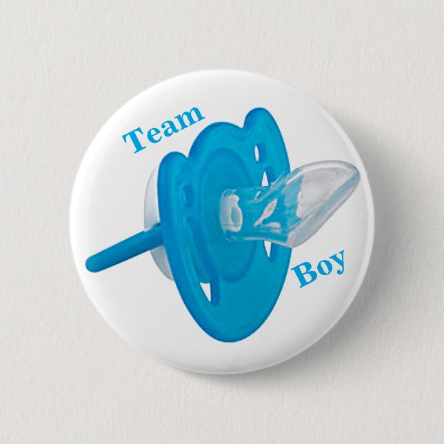 Macaron Rond 5 Cm Baby Gender Reveal Party - Team Boy Blue Button (Devant)