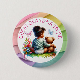 Macaron Rond 5 Cm Baby Girl et son ours en peluche Grand-mère à êt