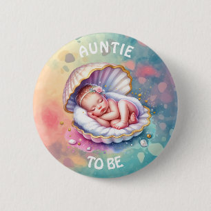 Macaron Rond 5 Cm Baby Girl in a Seashell Baby shower Tante to be