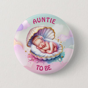 Macaron Rond 5 Cm Baby Girl in a Seashell Baby shower Tante to be