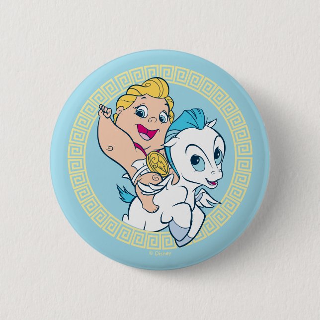 Macaron Rond 5 Cm Baby Hercules Riding Pegasus Button (Devant)