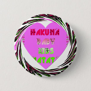 Macaron Rond 5 Cm Baby Pink Hearts Hakuna Matata Baby Kids Design.p