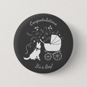 Macaron Rond 5 Cm Baby shower berger allemand chien sans sexe