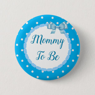 Macaron Rond 5 Cm Baby shower Bleu, maman doit être