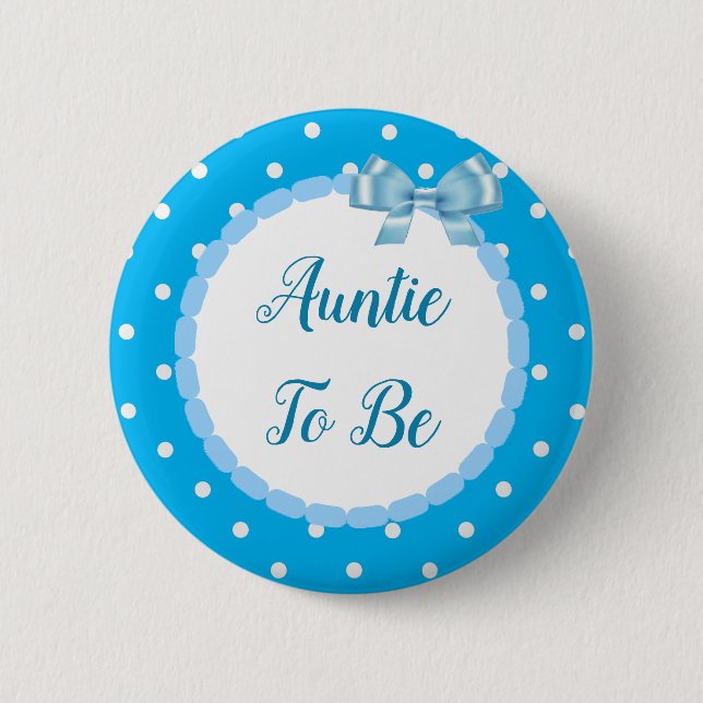 Macaron Rond 5 Cm Baby shower Bleu Tante À Être (Devant)