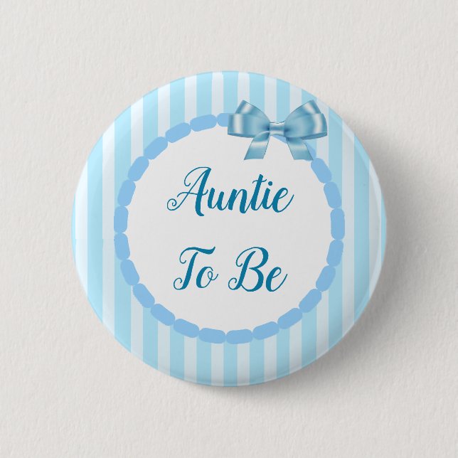 Macaron Rond 5 Cm Baby shower Bleu Tante À Être (Devant)