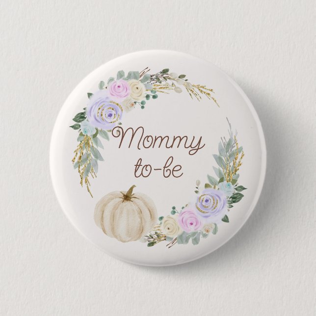 Macaron Rond 5 Cm Baby shower Citrouille de la rentrée (Devant)