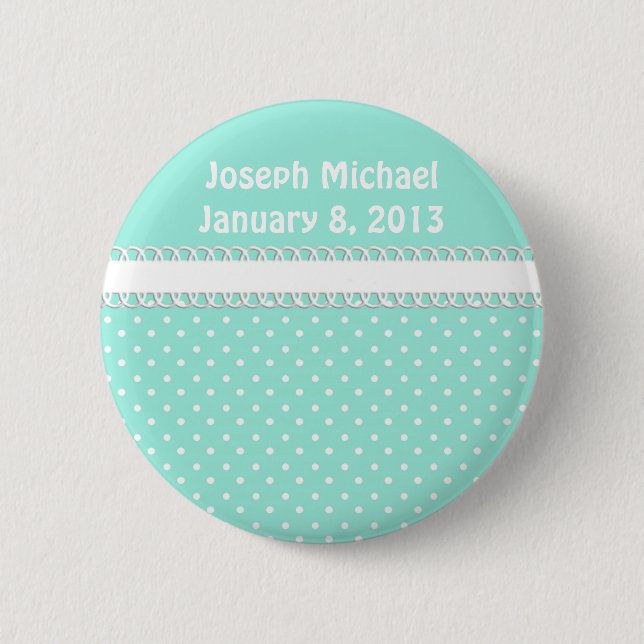 Macaron Rond 5 Cm Baby shower dans Teal (Devant)