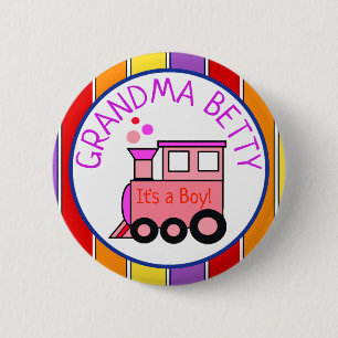 Macaron Rond 5 Cm Baby shower de train Choo Choo à être grand-mère