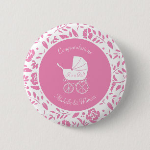 Macaron Rond 5 Cm Baby shower de transport vintage Élégante fille ro
