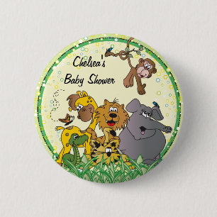 Macaron Rond 5 Cm Baby shower des animaux   de bébé de jungle de