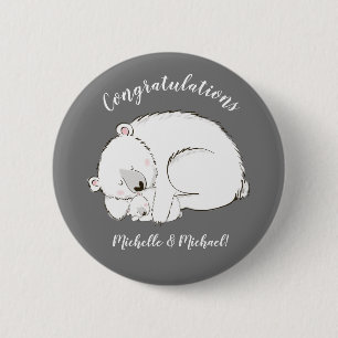 Macaron Rond 5 Cm Baby shower d'hiver de l'ours polaire