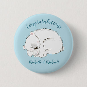 Macaron Rond 5 Cm Baby shower d'ours polaire