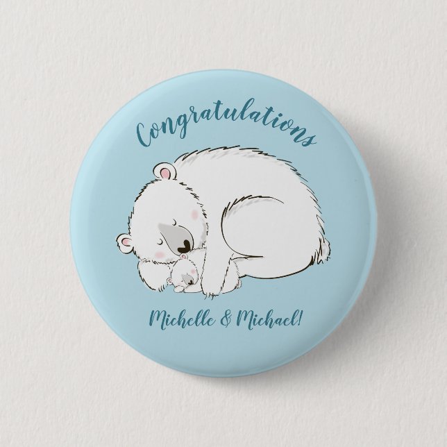 Macaron Rond 5 Cm Baby shower d'ours polaire (Devant)