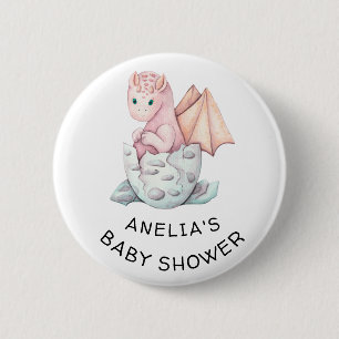 Macaron Rond 5 Cm Baby shower DRAGON DE HATCHES ROSES