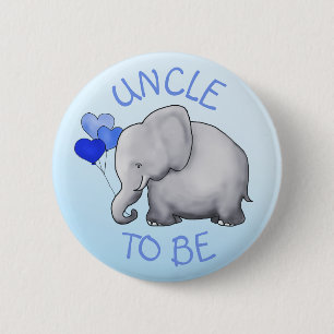 Macaron Rond 5 Cm Baby shower Eléphant Bleu Bleu Cute Oncle-to-Be