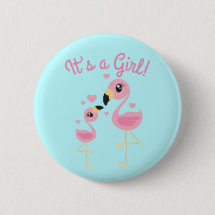 Macaron Rond 5 Cm Baby shower Flamant rose rose