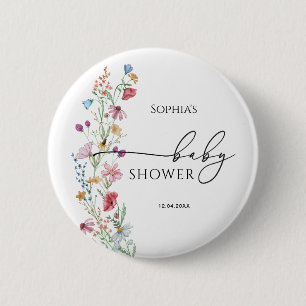 Macaron Rond 5 Cm Baby shower fleur sauvage