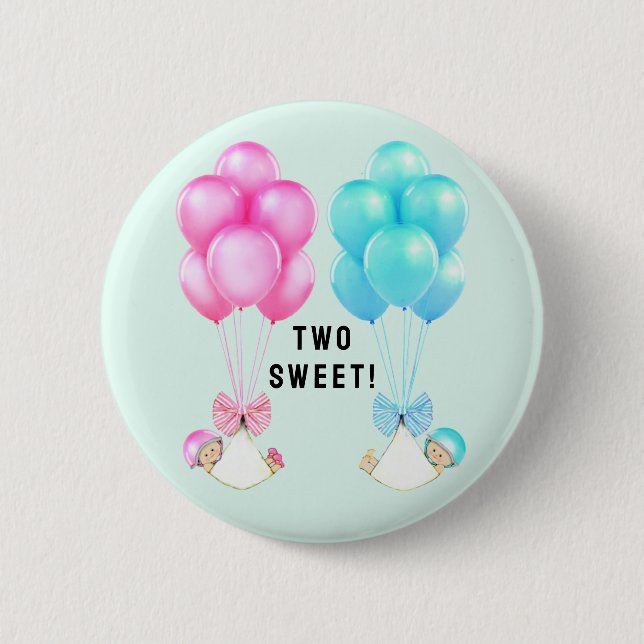 Macaron Rond 5 Cm baby shower jumeau en faveur (Devant)