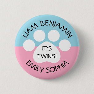 Macaron Rond 5 Cm Baby shower - jumeaux fraternels - thème
