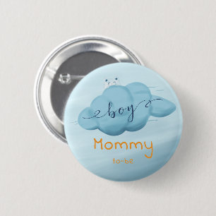 Macaron Rond 5 Cm Baby-Shower Maman Future Garçon Mignon Nuage Aquar