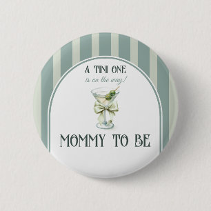 Macaron Rond 5 Cm Baby Shower Minimaliste Rétro Tini Martini Unique