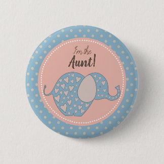 Macaron Rond 5 Cm Baby shower neutre bleu rustique je suis la tante