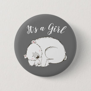 Macaron Rond 5 Cm Baby shower Ours polaire Hiver gris Sexe Neutre