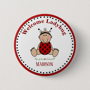 Macaron Rond 5 Cm Baby shower personnalisable Ladybug