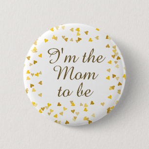 Macaron Rond 5 Cm Baby Shower / Sprinkle Cœurs d'Amour Dorés