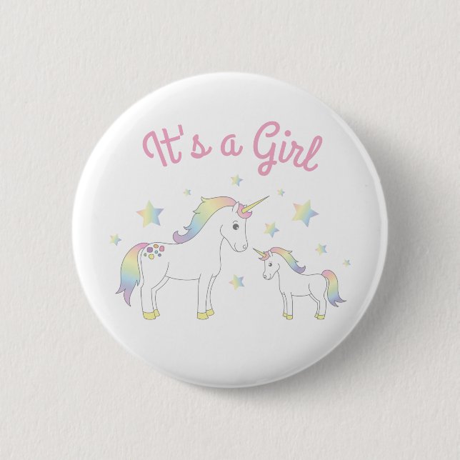 Macaron Rond 5 Cm Baby shower Unicorne Rainbow Pastel (Devant)