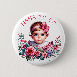 Macaron Rond 5 Cm Baby shower vintage de la petite fille Nana