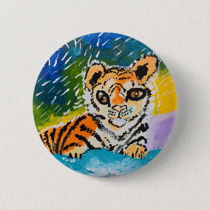 Macaron Rond 5 Cm Baby Tiger "Art by Kids"