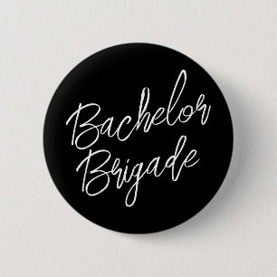 Macaron Rond 5 Cm Bachelor Brigade Black and White Bachelor Party